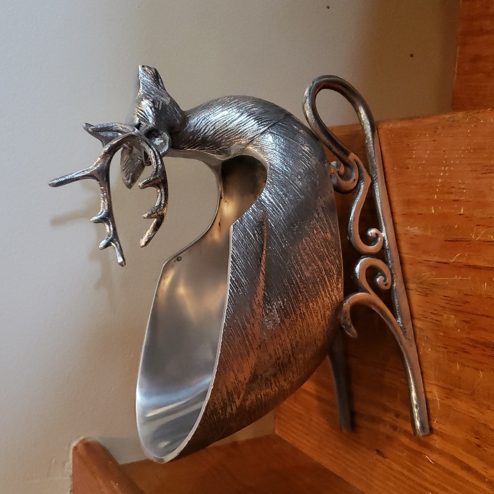 Aspen Home Large Pewter Stag Deer Elk Reindeer Sleigh Bottle Holder